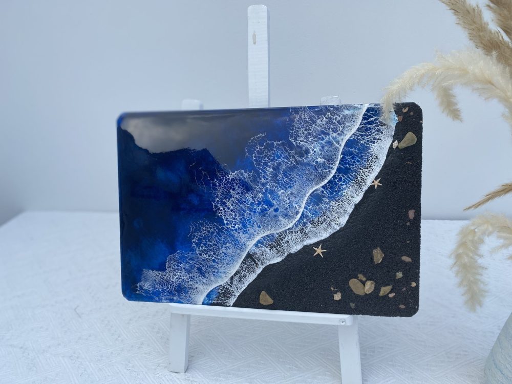 Black Blue Epoxy resin Beach Art