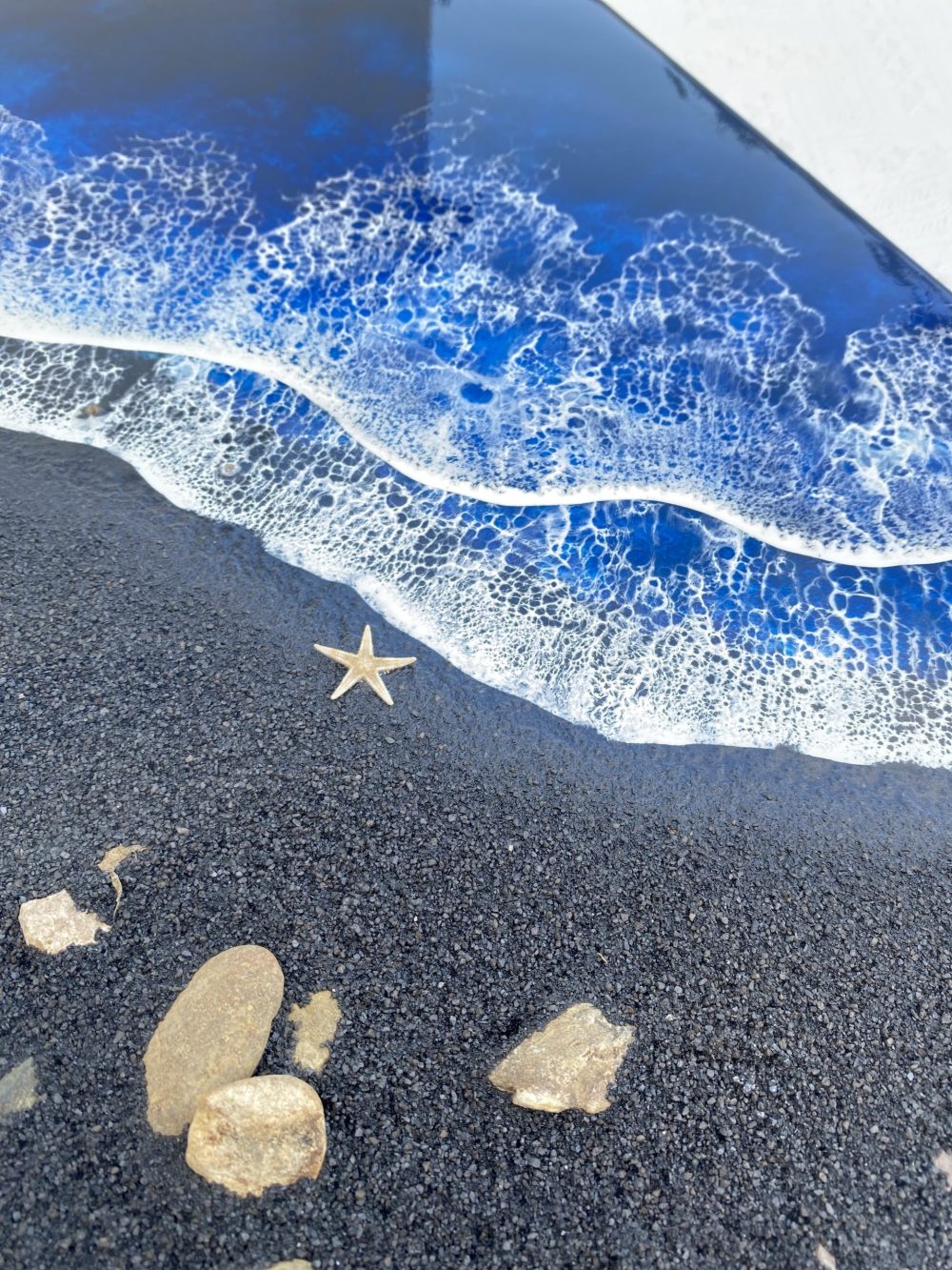 Black Blue Epoxy resin Beach Art - Image 4