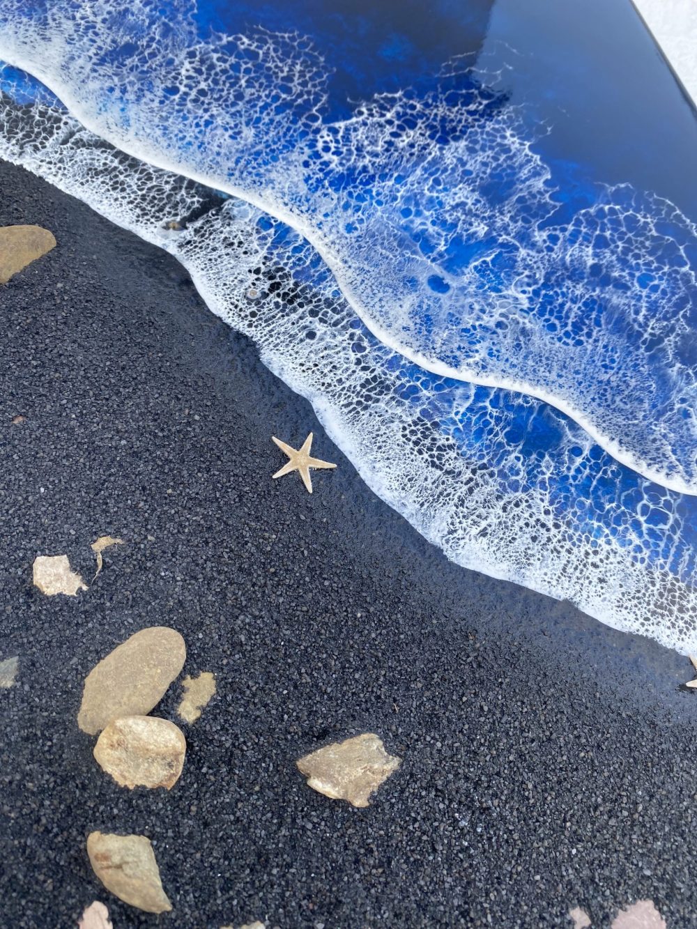 Black Blue Epoxy resin Beach Art - Image 5