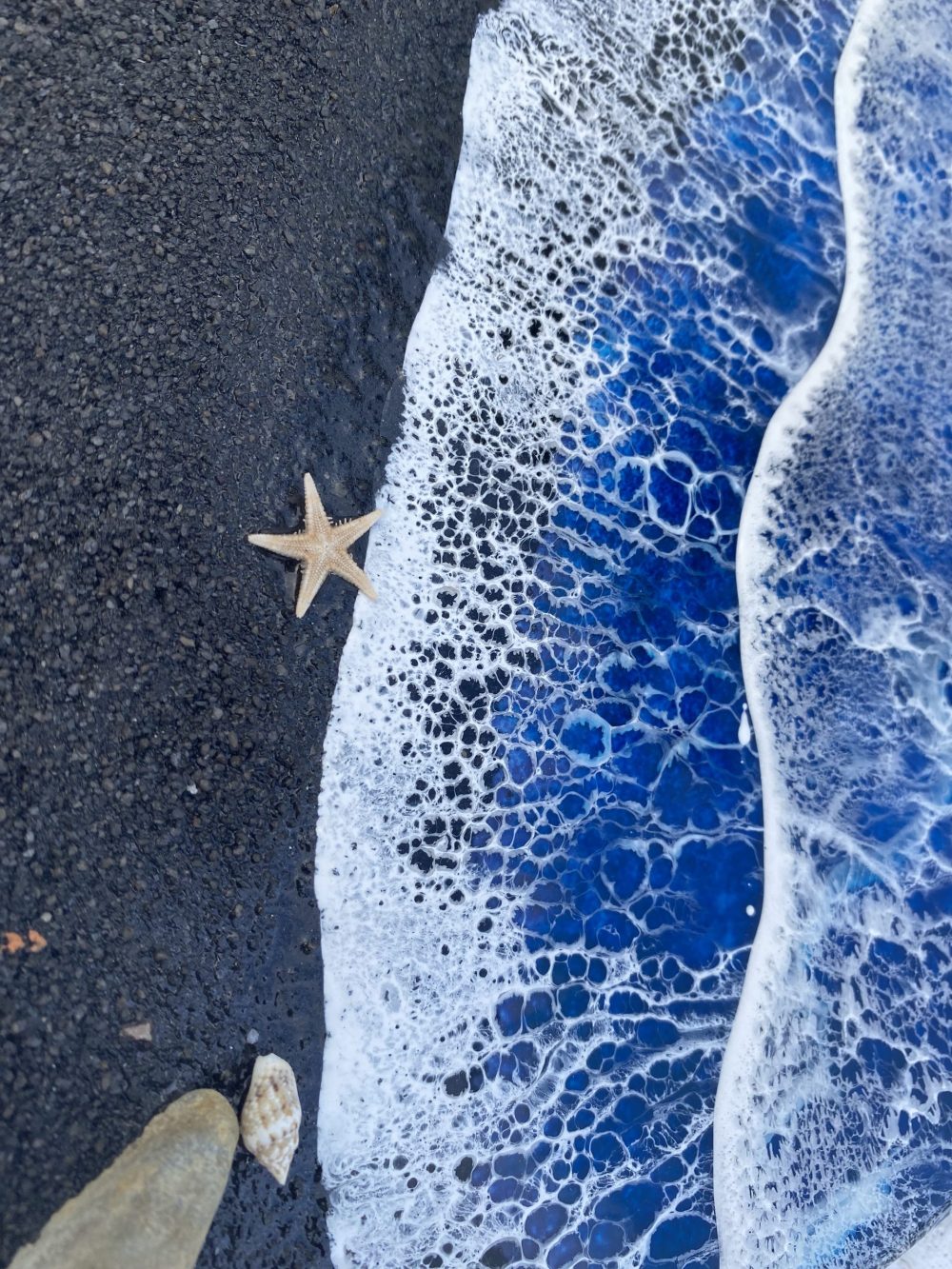 Black Blue Epoxy resin Beach Art - Image 6