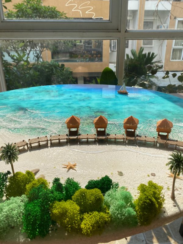 Round Ocean Resin Wall Art – 3D Beach Epoxy Painting – Coastal Décor – Handmade Seascape – Nautical Wall Hanging – Ocean Lover Gift