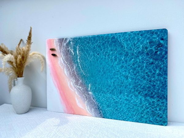 Pink Sand Beach Resin Art, 3D Ocean Epoxy Painting, Coastal Wall Art, Handmade Table decor, Beach House Decor, Ocean Wave Art, Sea Gift
