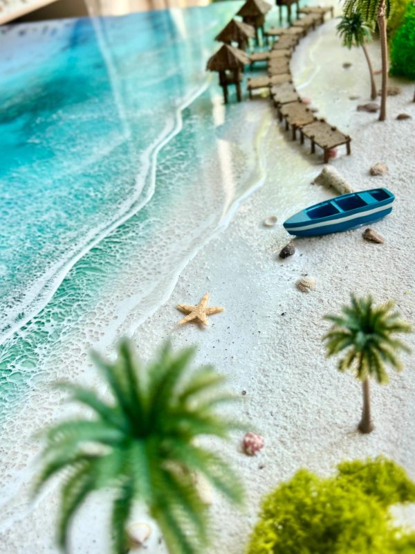 Ocean 3d Art Table Decor | Epoxy resin Art | 3D beach art | Handmade Ocean Wall Art