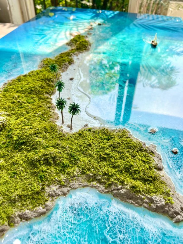 Ocean 3d Art Table Decor | Epoxy resin Art | 3D Island Art | Handmade Ocean Landscape Wall Art