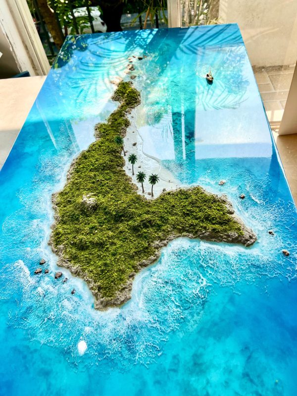 Ocean 3d Art Table Decor | Epoxy resin Art | 3D Island Art | Handmade Ocean Landscape Wall Art