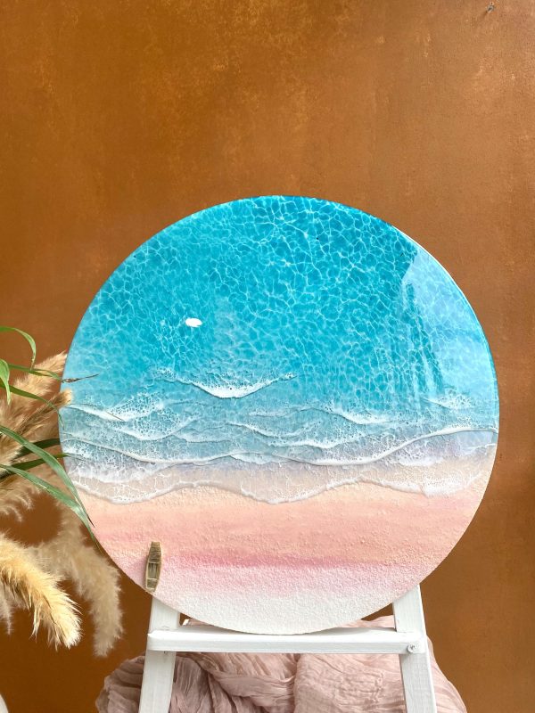 Round Ocean Resin Wall Art – 3D Beach Epoxy Table Decor – Coastal Décor – Handmade Seascape – Nautical Wall Hanging – Ocean Lover Gift
