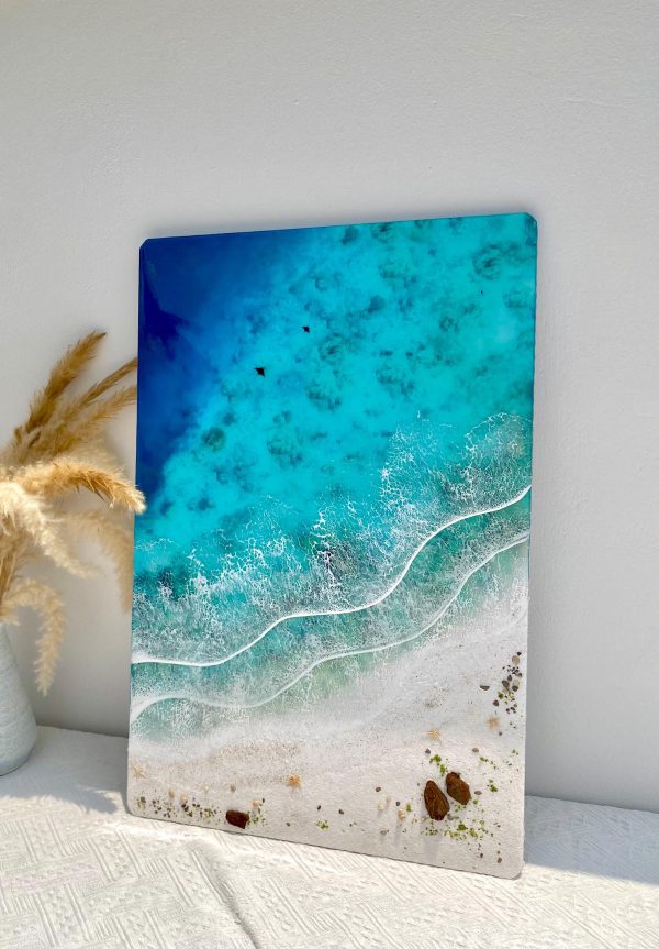 Ocean 3d Art Table Decor | Epoxy resin Art | 3D Island Art | Handmade Ocean Beach Wall Art