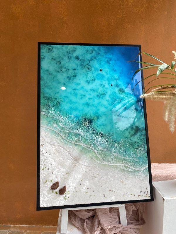 Custom Ocean 3d Art Table Decor | Epoxy resin Art | 3D Island Art | Handmade Ocean Landscape Wall Art