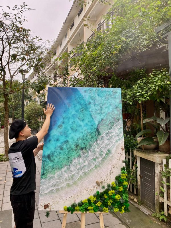 Custom Ocean 3d Art Table Decor | Epoxy resin Art | 3D Island Art | Handmade Ocean Beach Wall Art