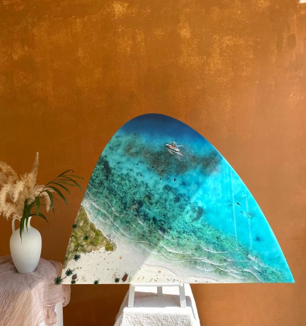 Custom Ocean 3d Art Wall Decor | Epoxy resin Art | 3D Island Art | Handmade Ocean Beach Wall Art