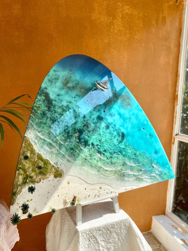 Custom Ocean 3d Art Wall Decor | Epoxy resin Art | 3D Island Art | Handmade Ocean Beach Wall Art