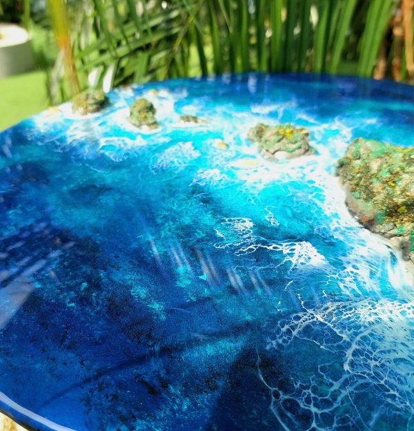 Custom Round Ocean Resin Wall Art – 3D Beach Epoxy Painting – Coastal Décor – Handmade Seascape – Nautical Wall Hanging – Ocean Lover Gift
