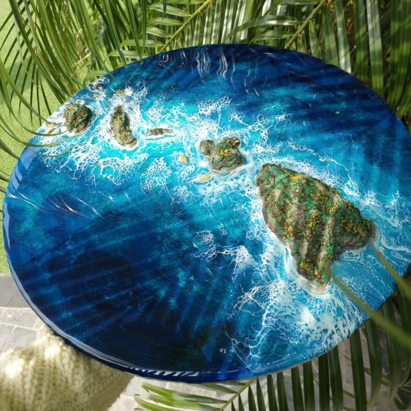 Custom Round Ocean Resin Wall Art – 3D Beach Epoxy Painting – Coastal Décor – Handmade Seascape – Nautical Wall Hanging – Ocean Lover Gift