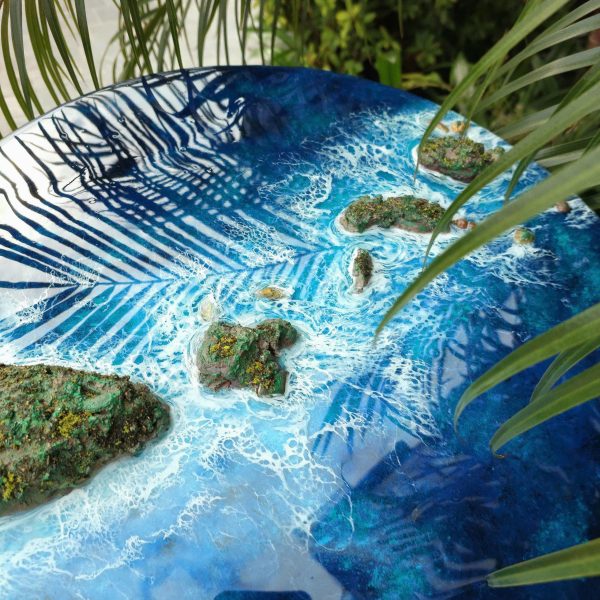 Custom Round Ocean Resin Wall Art – 3D Beach Epoxy Painting – Coastal Décor – Handmade Seascape – Nautical Wall Hanging – Ocean Lover Gift