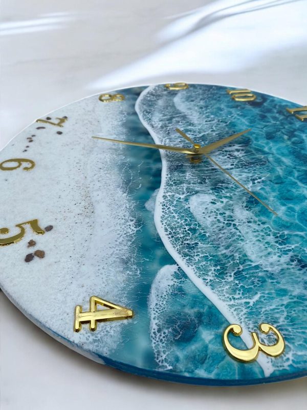 Handmade Ocean Resin Wall Clock | Beach Wave Art, Coastal Home Decor, Silent Quartz Clock | Gift for Mom