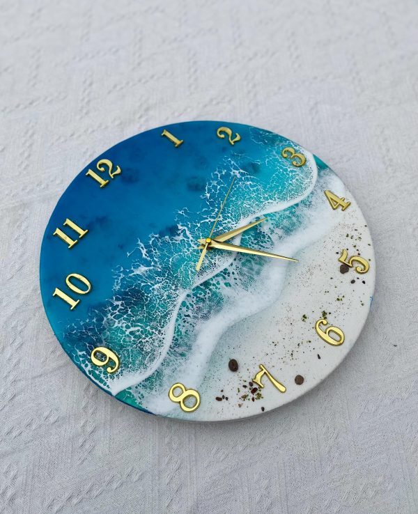 Handmade Ocean Resin Wall Clock | Beach Wave Art, Coastal Home Decor, Silent Quartz Clock | Gift for Mom
