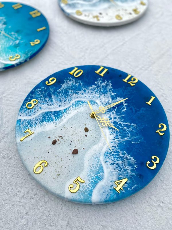 Handmade Ocean Resin Wall Clock | Beach Wave Art, Coastal Home Decor, Silent Quartz Clock | Gift for Mom