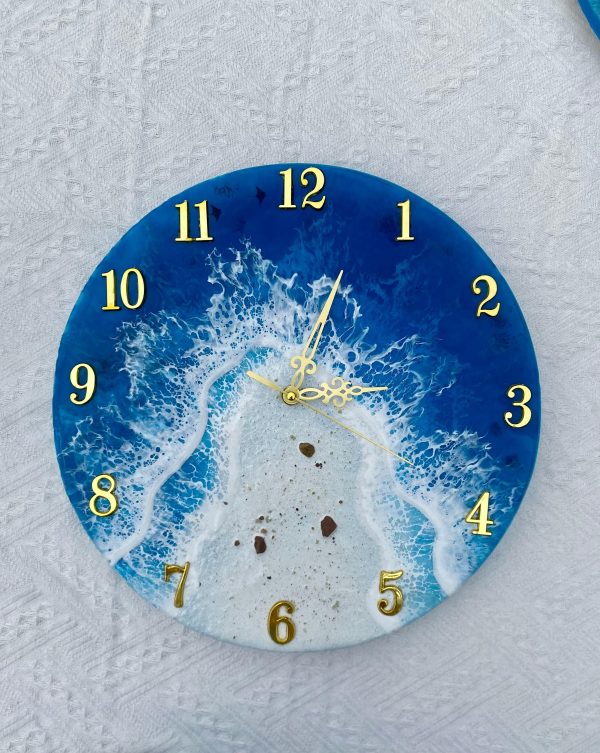 Handmade Ocean Resin Wall Clock | Beach Wave Art, Coastal Home Decor, Silent Quartz Clock | Gift for Mom