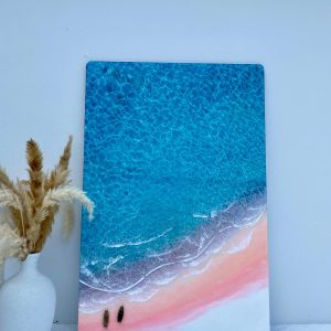 Pink Sand Beach Resin Art, 3D Ocean Epoxy Painting, Coastal Wall Art, Handmade Table decor, Beach House Decor, Ocean Wave Art, Sea Gift