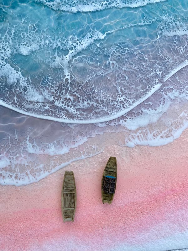 Pink Sand Beach Resin Art, 3D Ocean Epoxy Painting, Coastal Wall Art, Handmade Table decor, Beach House Decor, Ocean Wave Art, Sea Gift