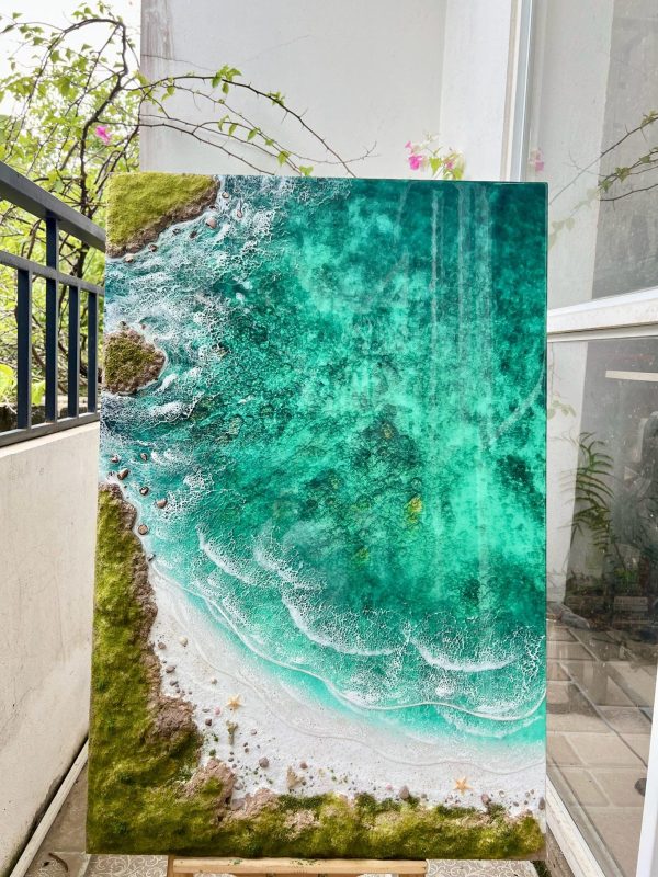 Ocean 3d Art Table Decor | Epoxy resin Art | 3D beach art | Handmade Ocean Wall Art