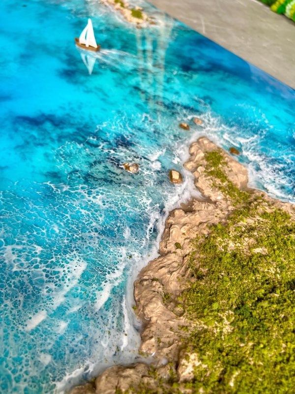Ocean 3d Art Table Decor | Epoxy resin Art | 3D beach art | Handmade Ocean Landscape Wall Art
