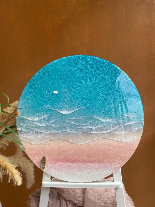 Round Ocean Resin Wall Art – 3D Beach Epoxy Table Decor – Coastal Décor – Handmade Seascape – Nautical Wall Hanging – Ocean Lover Gift