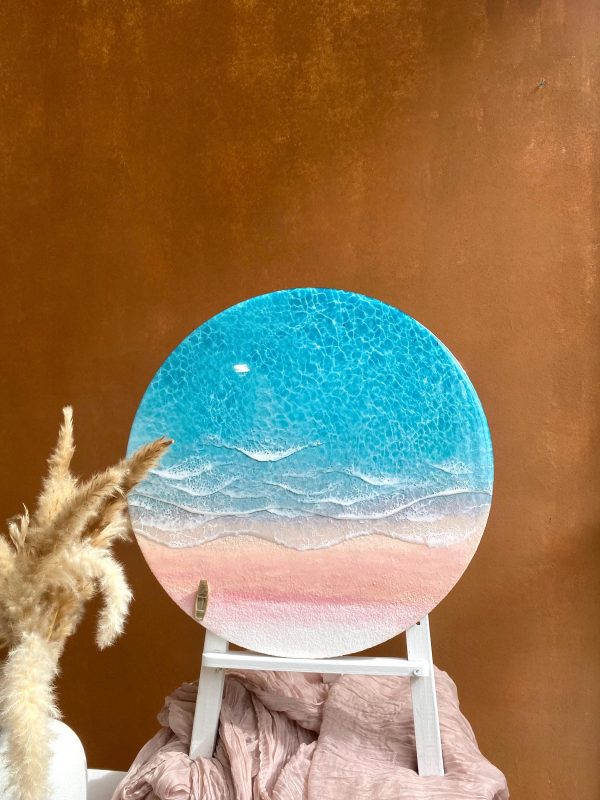 Round Ocean Resin Wall Art – 3D Beach Epoxy Table Decor – Coastal Décor – Handmade Seascape – Nautical Wall Hanging – Ocean Lover Gift