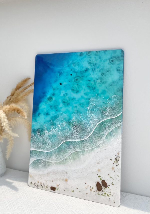 Ocean 3d Art Table Decor | Epoxy resin Art | 3D Island Art | Handmade Ocean Beach Wall Art