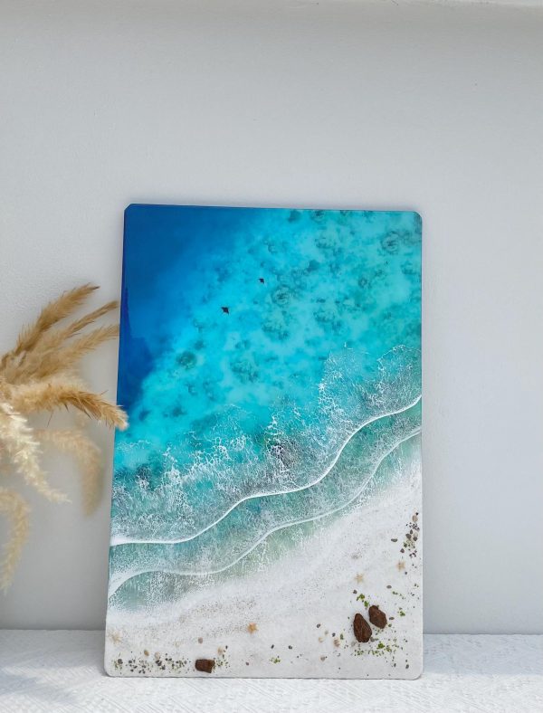 Ocean 3d Art Table Decor | Epoxy resin Art | 3D Island Art | Handmade Ocean Beach Wall Art