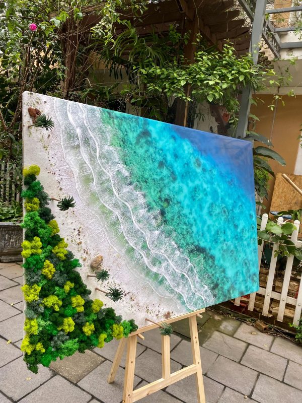 Custom Ocean 3d Art Table Decor | Epoxy resin Art | 3D Island Art | Handmade Ocean Beach Wall Art