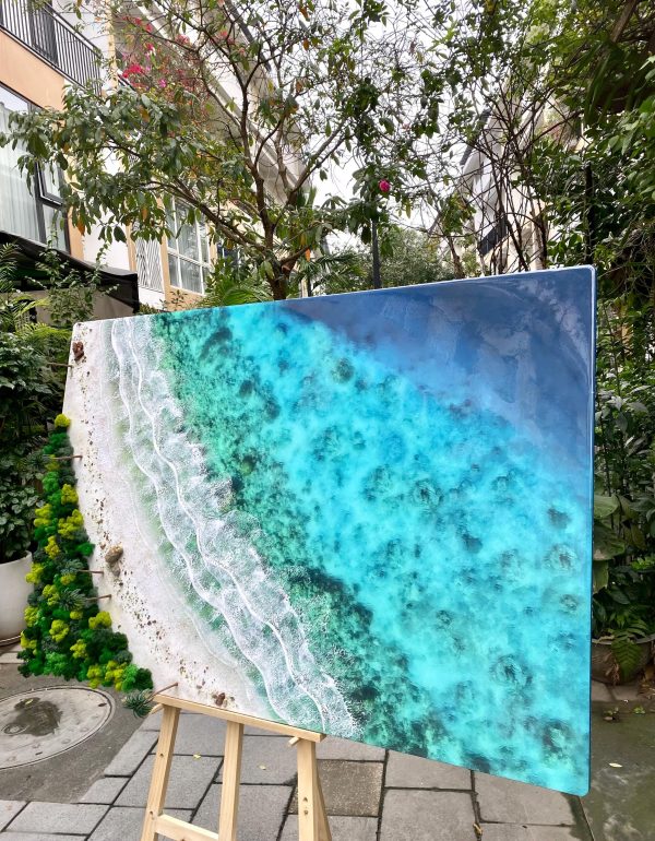 Custom Ocean 3d Art Table Decor | Epoxy resin Art | 3D Island Art | Handmade Ocean Beach Wall Art