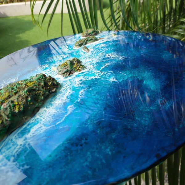 Custom Round Ocean Resin Wall Art – 3D Beach Epoxy Painting – Coastal Décor – Handmade Seascape – Nautical Wall Hanging – Ocean Lover Gift