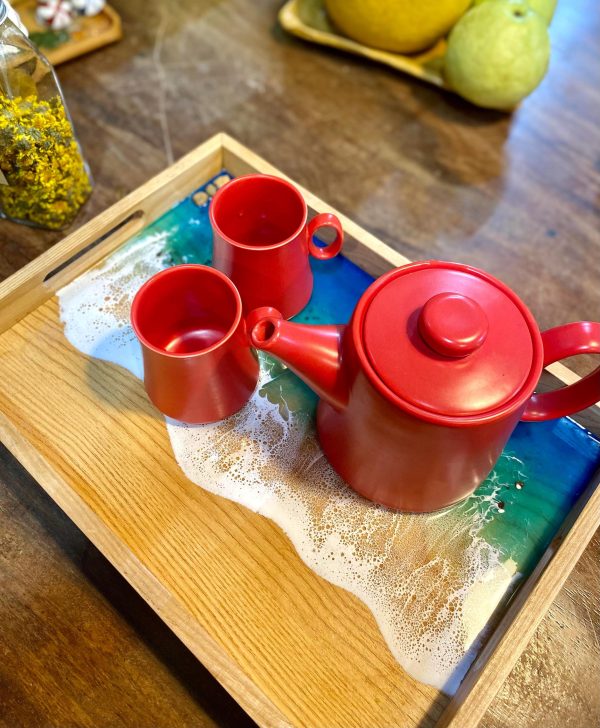 Wooden ocean tray, vanity tray, resin Seascape Tray, decorative tray, home decor, unique Mother's Day Gift, Gift for ocean lovers