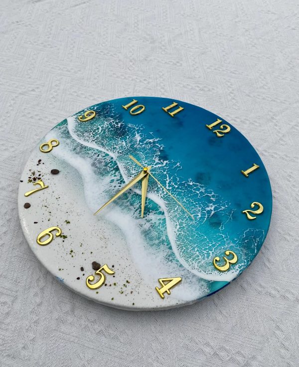 Handmade Ocean Resin Wall Clock | Beach Wave Art, Coastal Home Decor, Silent Quartz Clock | Gift for Mom