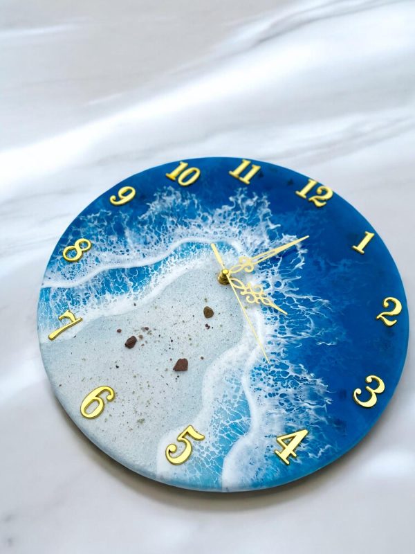 Handmade Ocean Resin Wall Clock | Beach Wave Art, Coastal Home Decor, Silent Quartz Clock | Gift for Mom