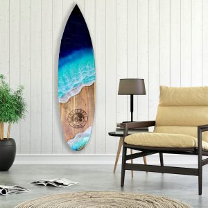 Personalized Wooden surfboard Wedding surfboard gift Resin art decor Ocean Wall Decor Epoxy sea sign
