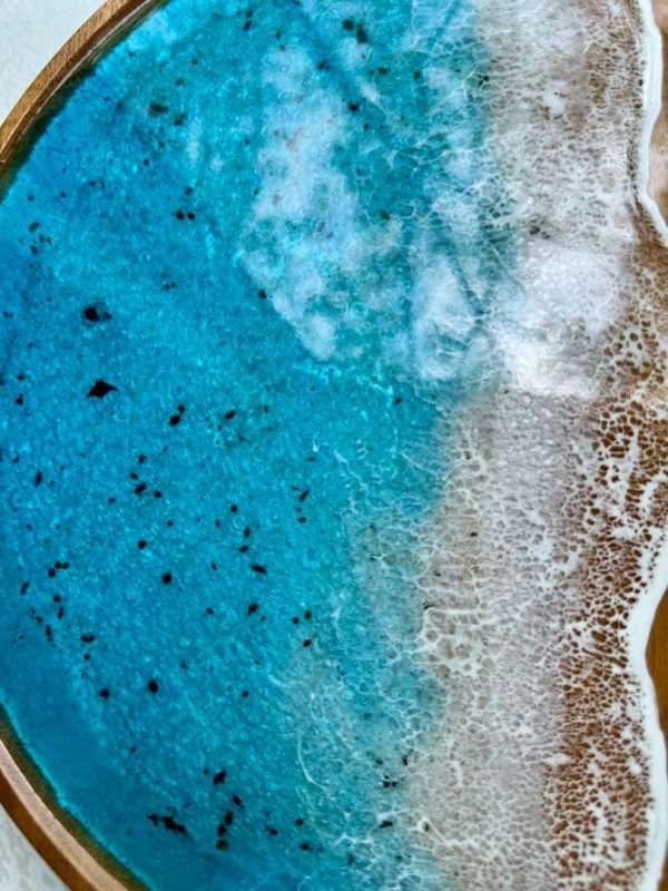 Serving Tray Bathroom Tray Round Beach Resin Art Decorative Tray for Coffee Table Coastal Home Decor Resort Style Serving Tray Customizable