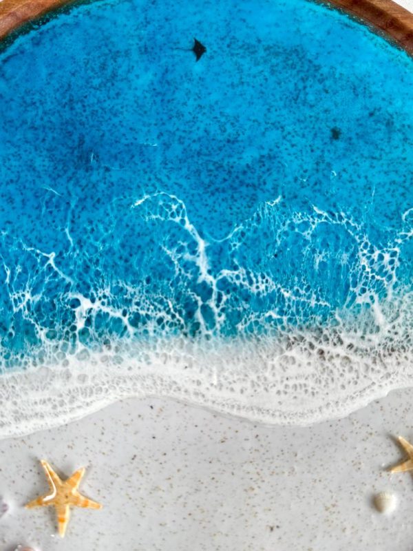 Serving Tray Bathroom Tray Round Beach Resin Art Decorative Tray for Coffee Table Coastal Home Decor Resort Style Serving Tray Customizable